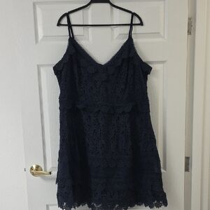 Elegant Navy Blue Lace Dress
